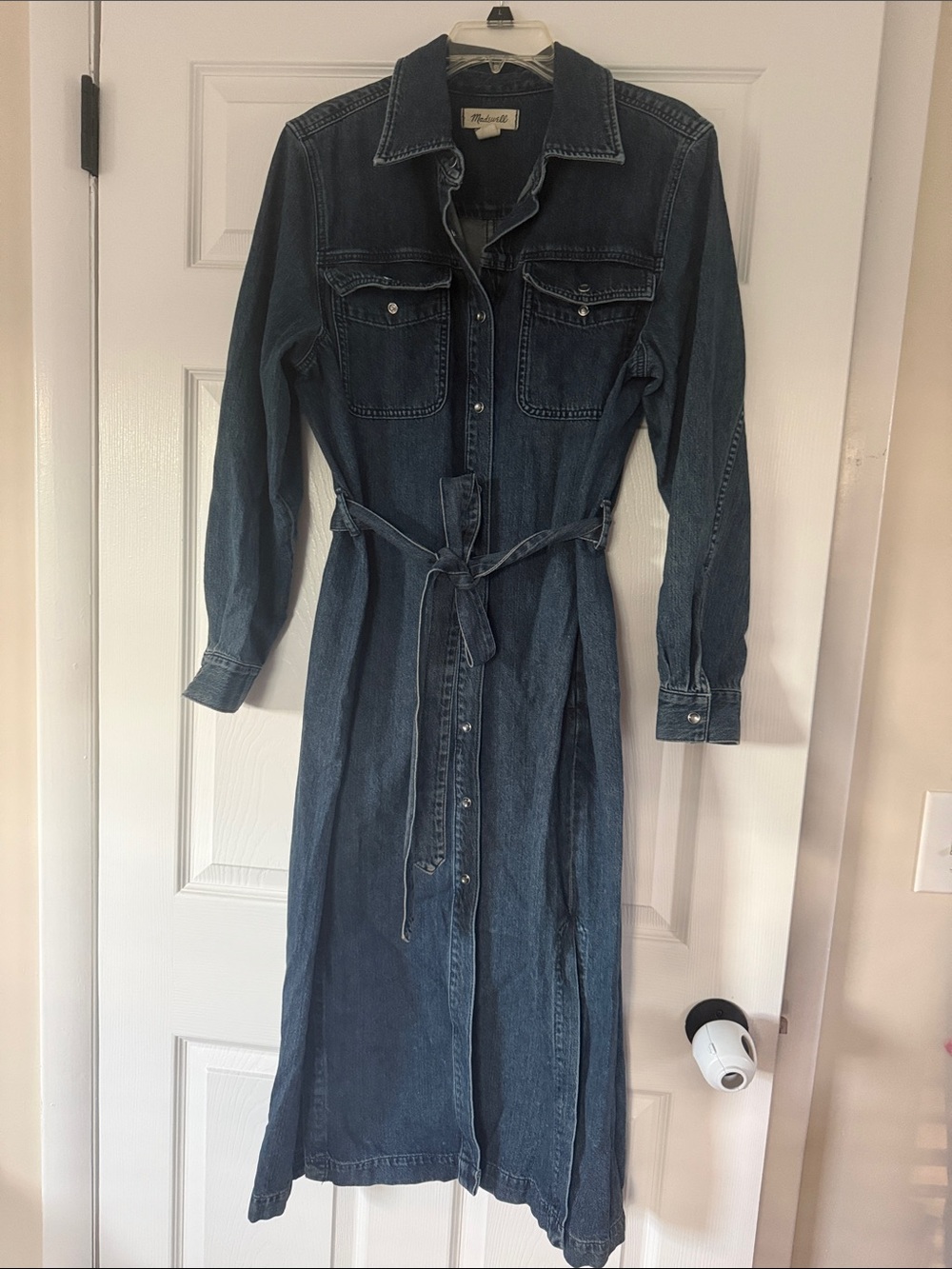 Madewell Long-Sleeve Denim Shirt Dress in Dark Blue